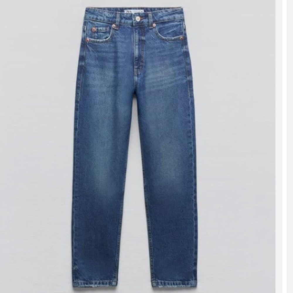 EUC ZARA Z1975 HIGH WAISTED STRAIGHT ANKLE MOM JEANS SIZE 8
